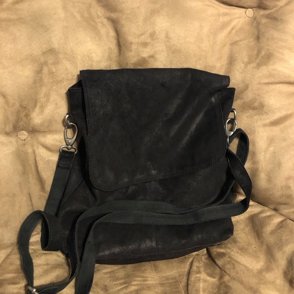 Free People Paris Convertible Suede Backpack Black